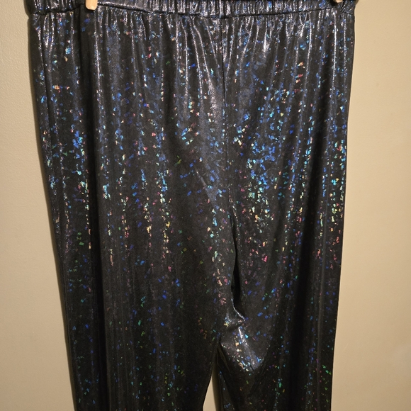Asos Curve Women's Black Iridescent Colorful Straight Pants Size 16 Flare 31L - Picture 10 of 12